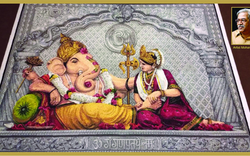 Unique Sago Ganesh Rangoli 2014 of “Kamalasan Ganesh”