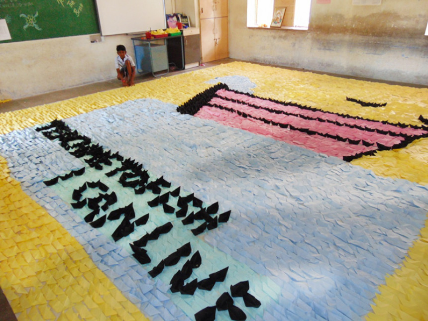 Largest Paper Boat Mosaic by a Minor (Male)
